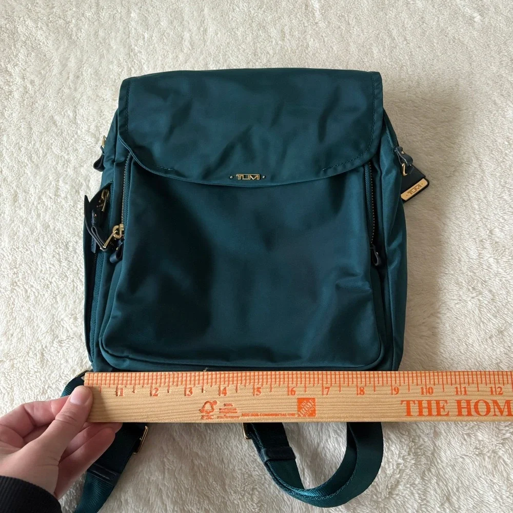 Tumi Voyager Leeds Backpack Teal Turquoise Mini Travel Gold hardware